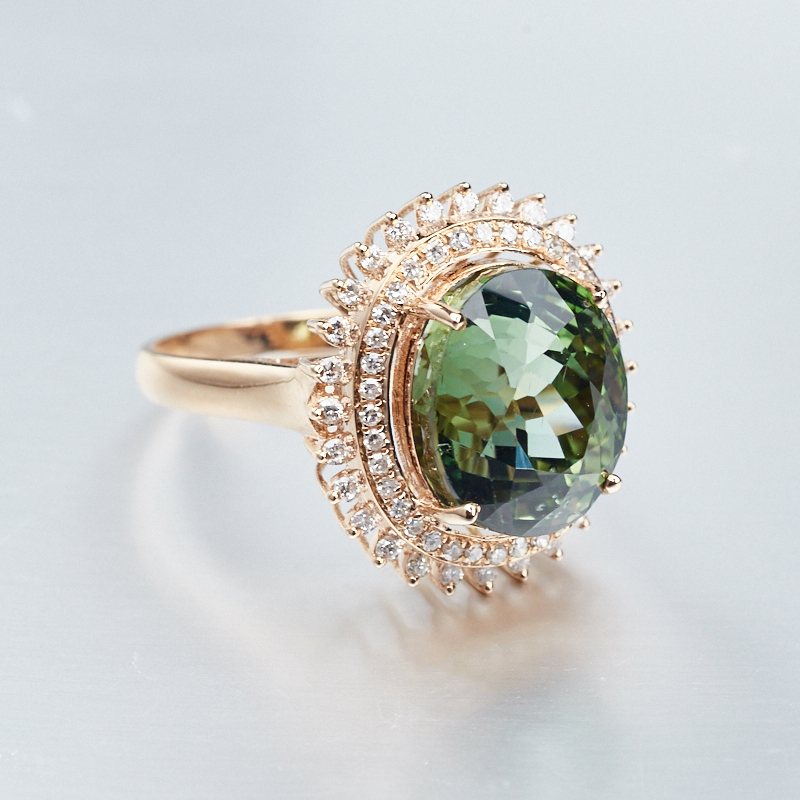 镶钻碧玺戒指-红掌柜