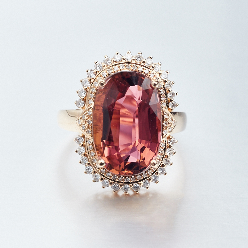 18K镶钻碧玺戒指-红掌柜珠宝