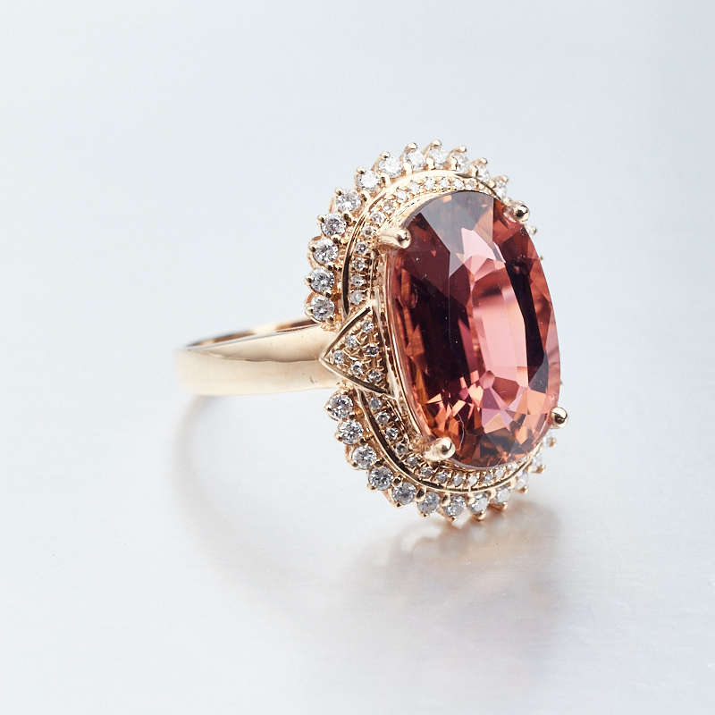 镶钻碧玺戒指-红掌柜珠宝