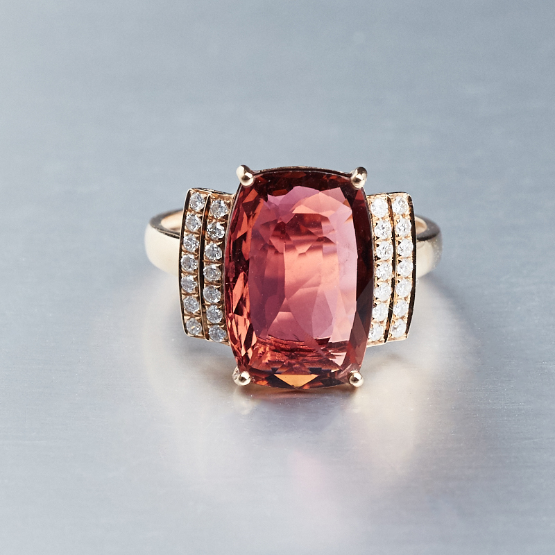 18K镶钻碧玺戒指-红掌柜珠宝