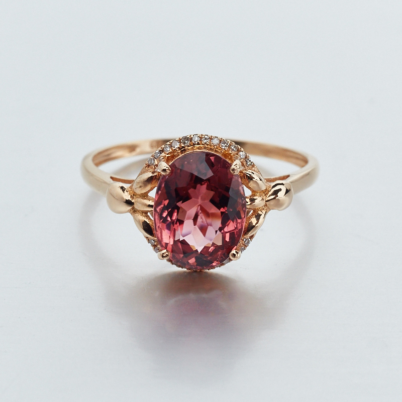 18k镶钻碧玺戒指-红掌柜珠宝