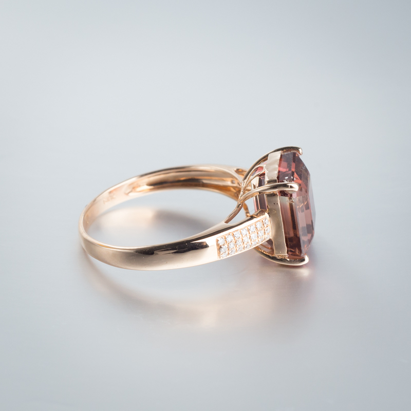 18K金镶钻巴西碧玺戒指-红掌柜