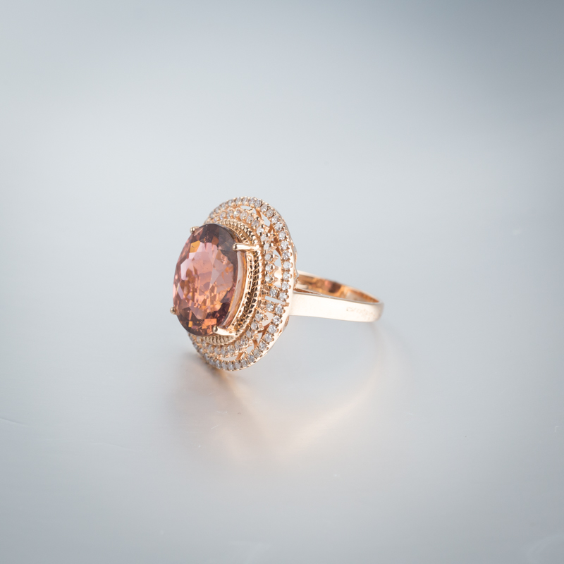 金镶钻巴西天然红碧玺戒指-红掌柜 