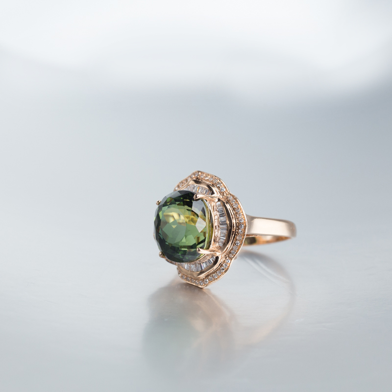 金镶钻碧玺戒指-红掌柜