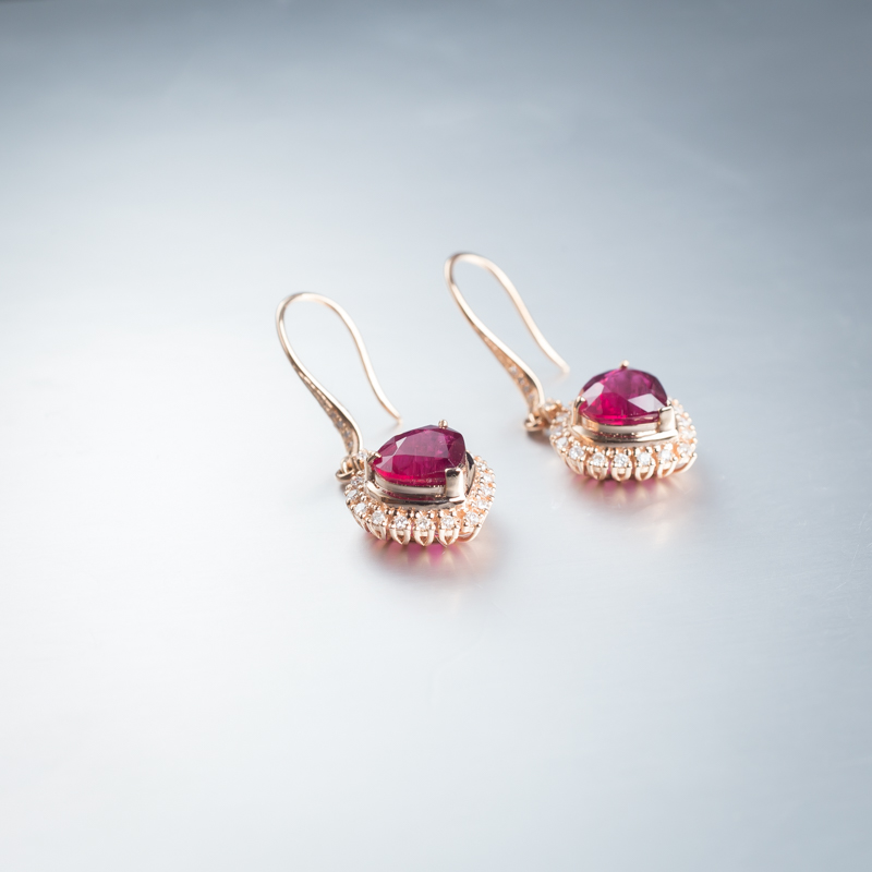 天然碧玺耳环-红掌柜