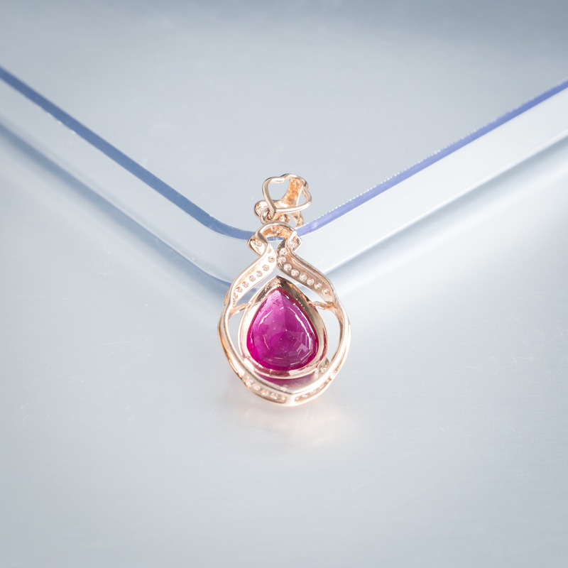 18K金碧玺吊坠-红掌柜