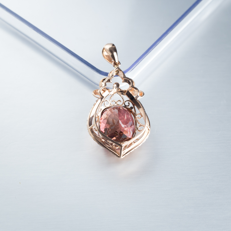 18K金碧玺吊坠-红掌柜