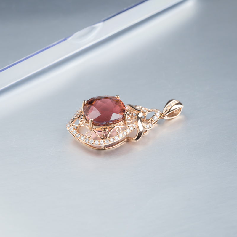 巴西碧玺吊坠-红掌柜