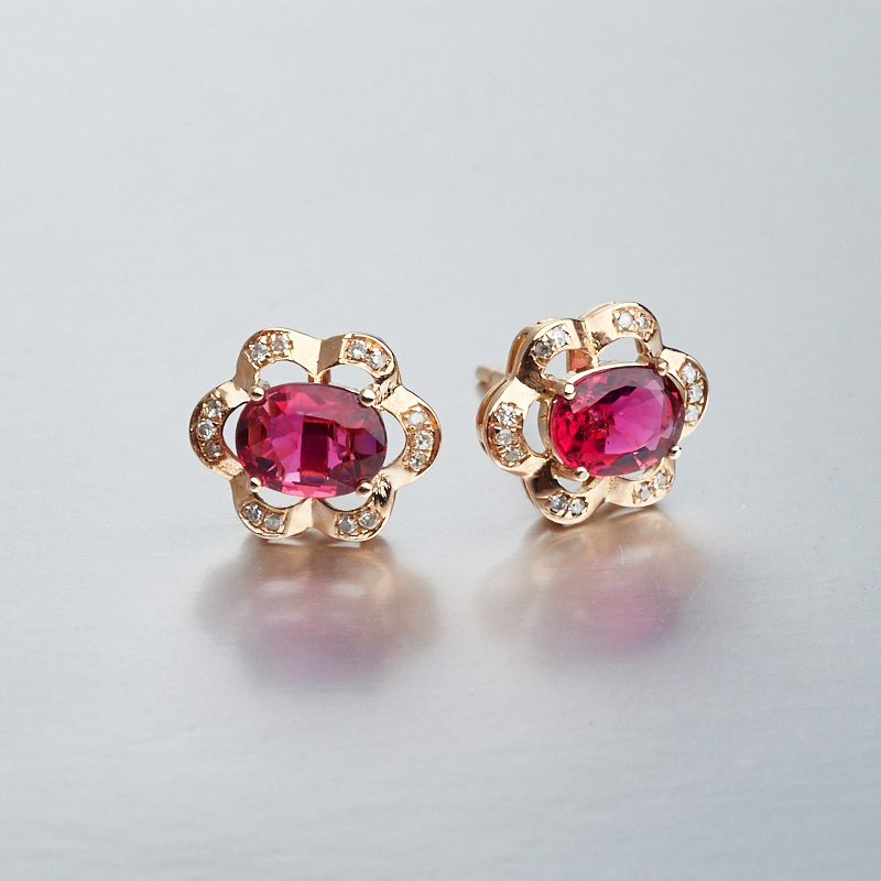 18K镶钻碧玺耳环-红掌柜珠宝