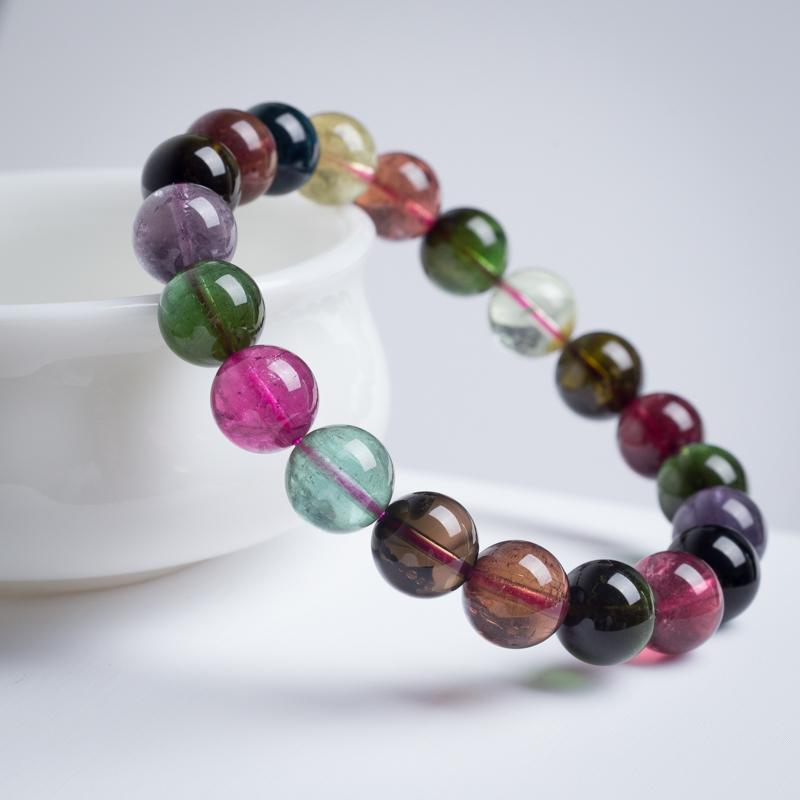 彩虹碧玺手串-红掌柜