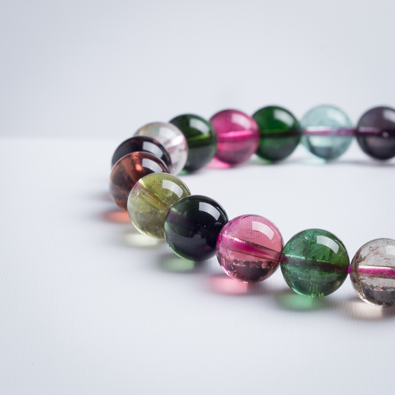 彩虹碧玺手串-红掌柜