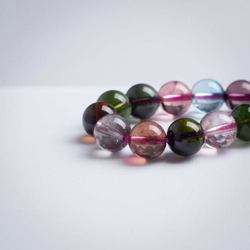 彩虹碧玺手串-红掌柜