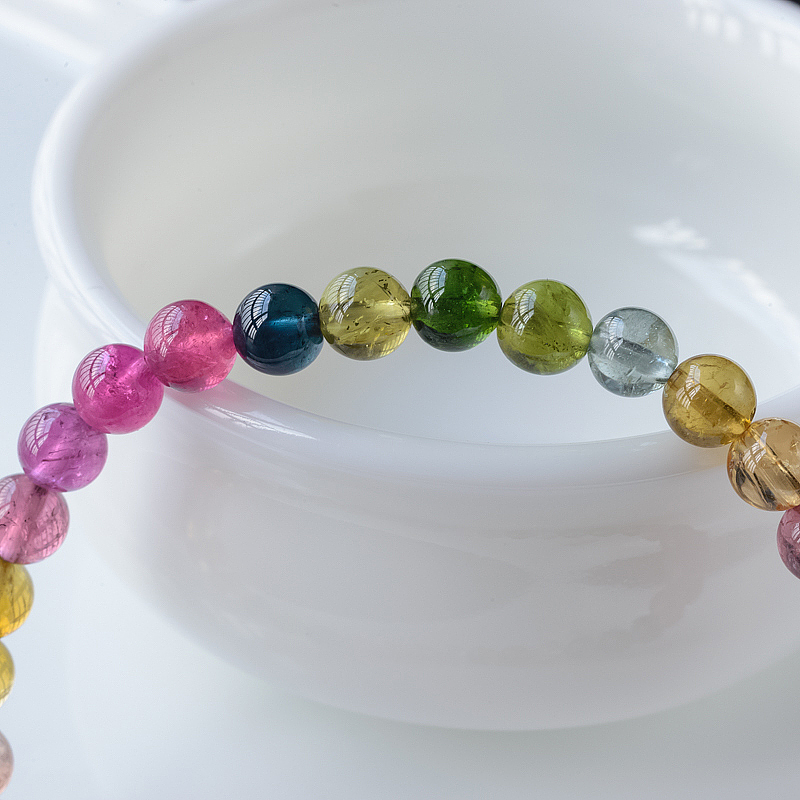 彩虹碧玺手串-红掌柜