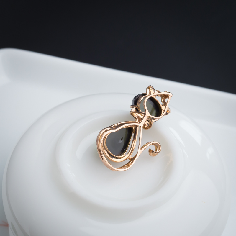 巴西天然碧玺猫咪吊坠 - 红掌柜