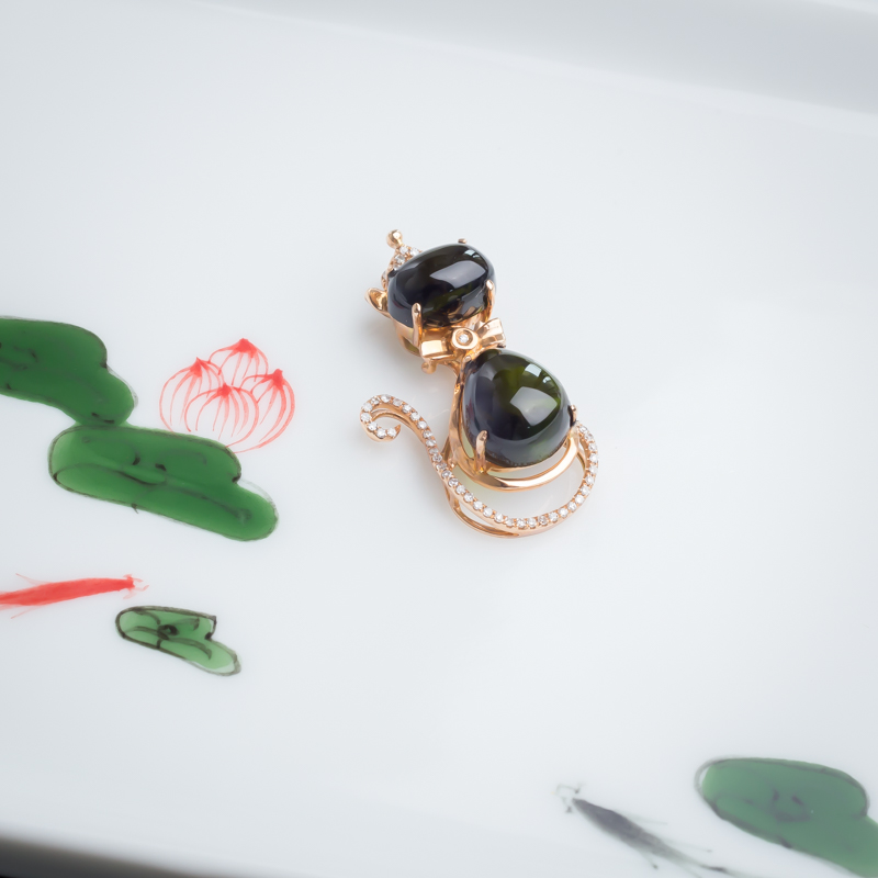 碧玺猫咪吊坠 - 红掌柜