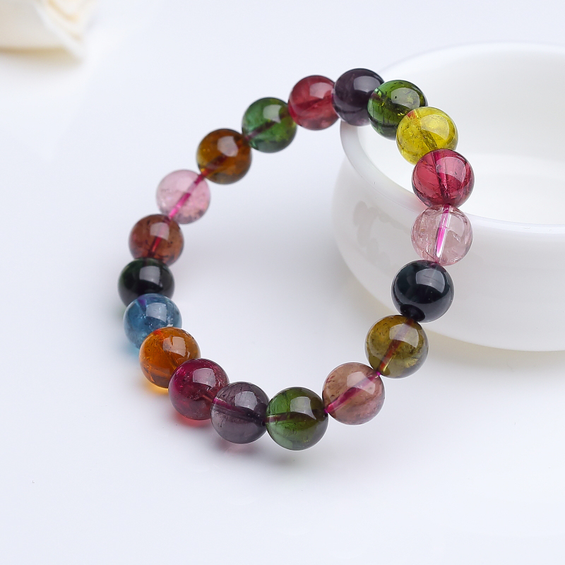 彩虹碧玺手串-红掌柜