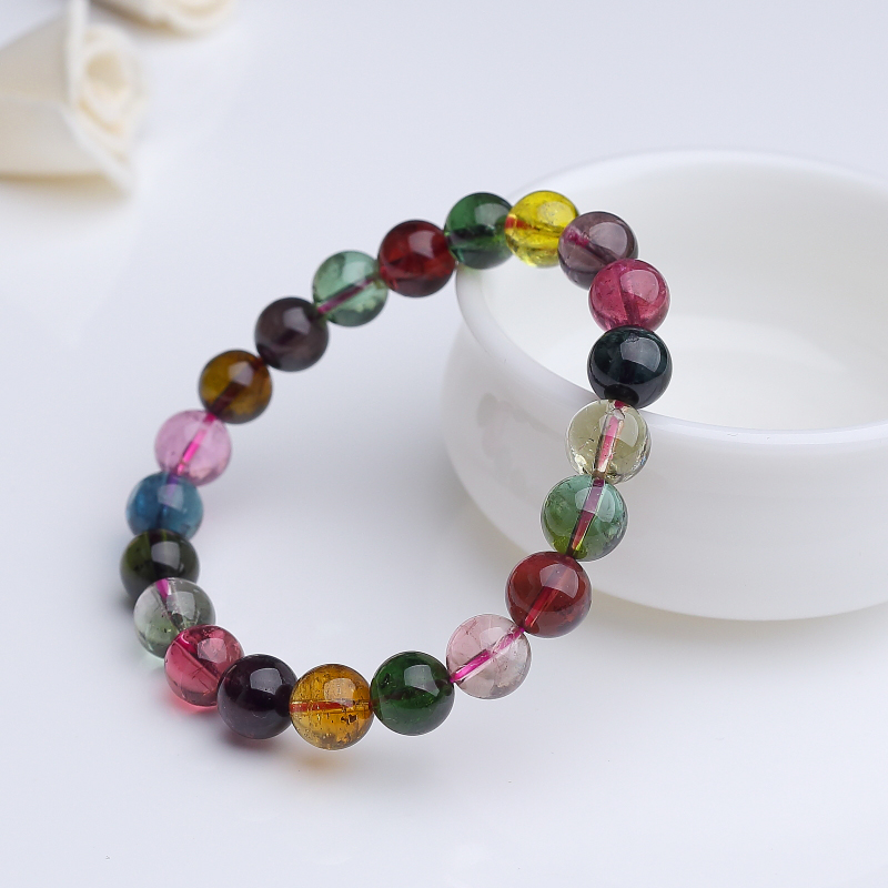 彩虹碧玺手串-红掌柜