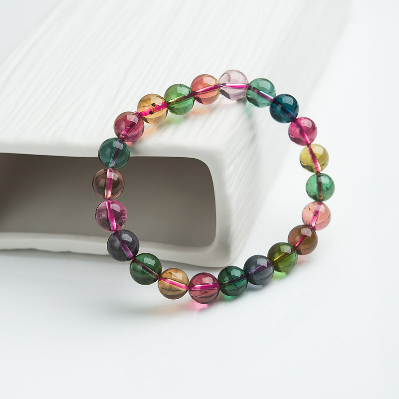 彩虹碧玺单圈手串-红掌柜