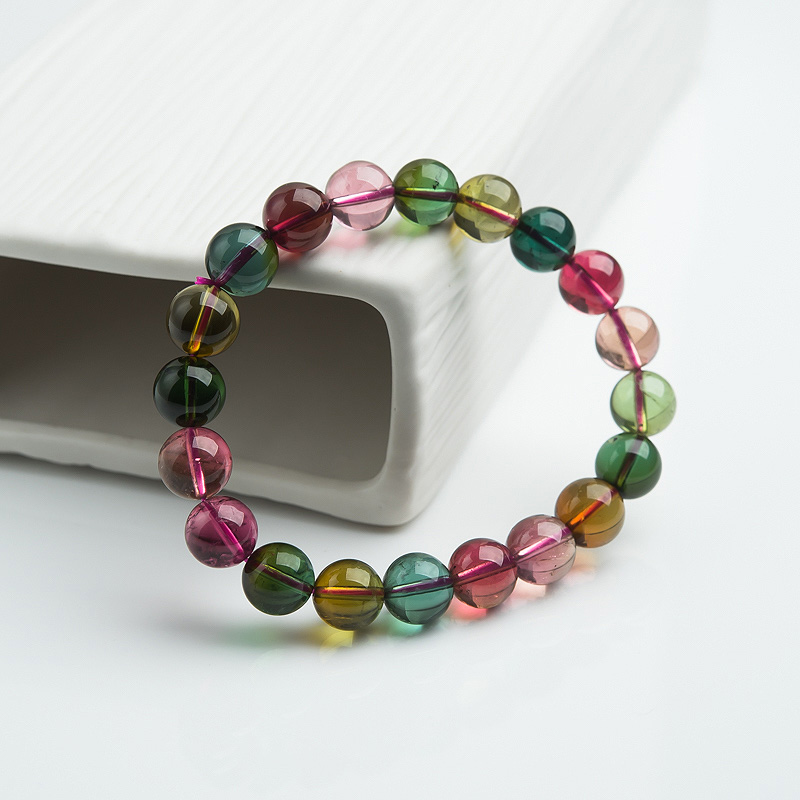 彩虹碧玺单圈手串-红掌柜