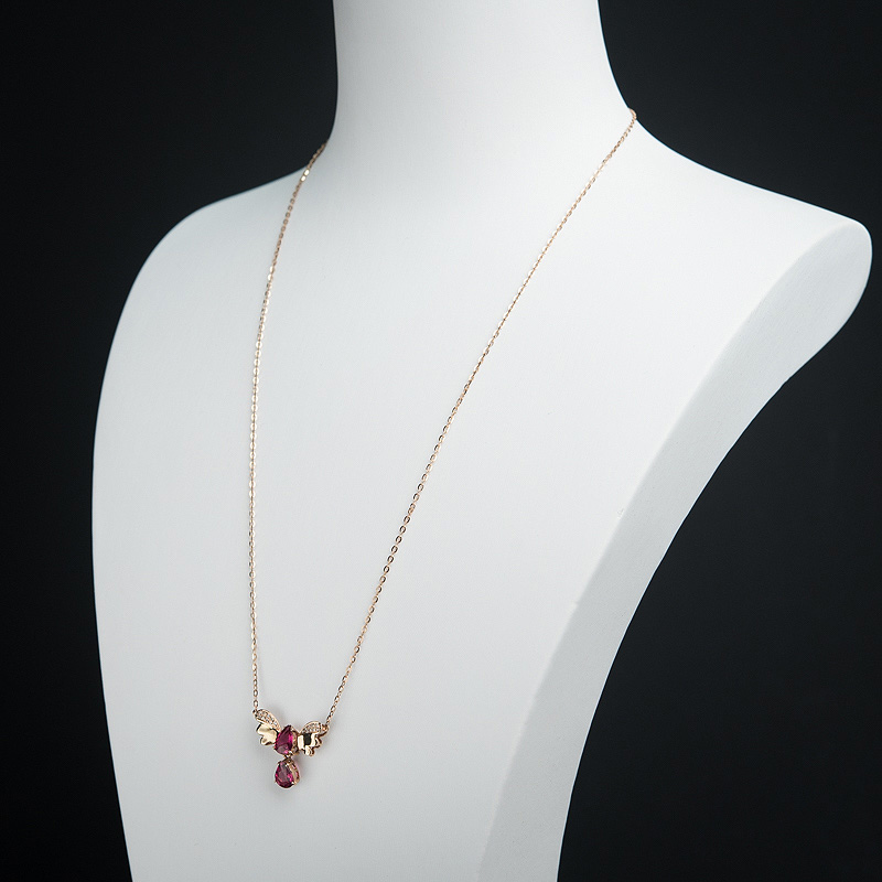 卢比莱色碧玺锁骨链-红掌柜