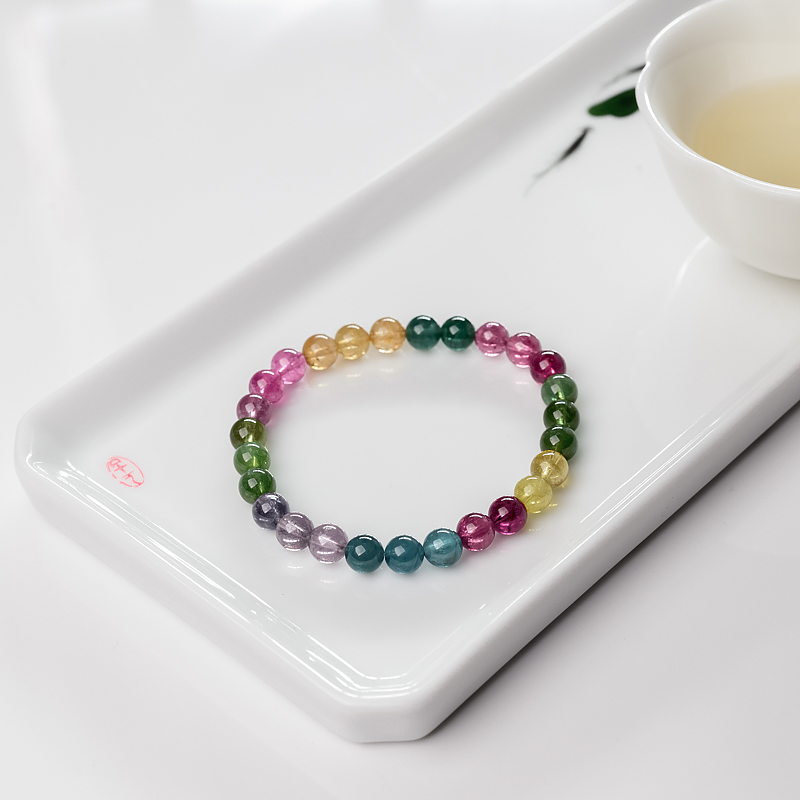 彩虹碧玺单圈手串-红掌柜