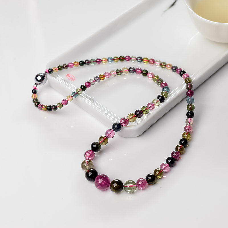 天然彩虹碧玺塔链-红掌柜