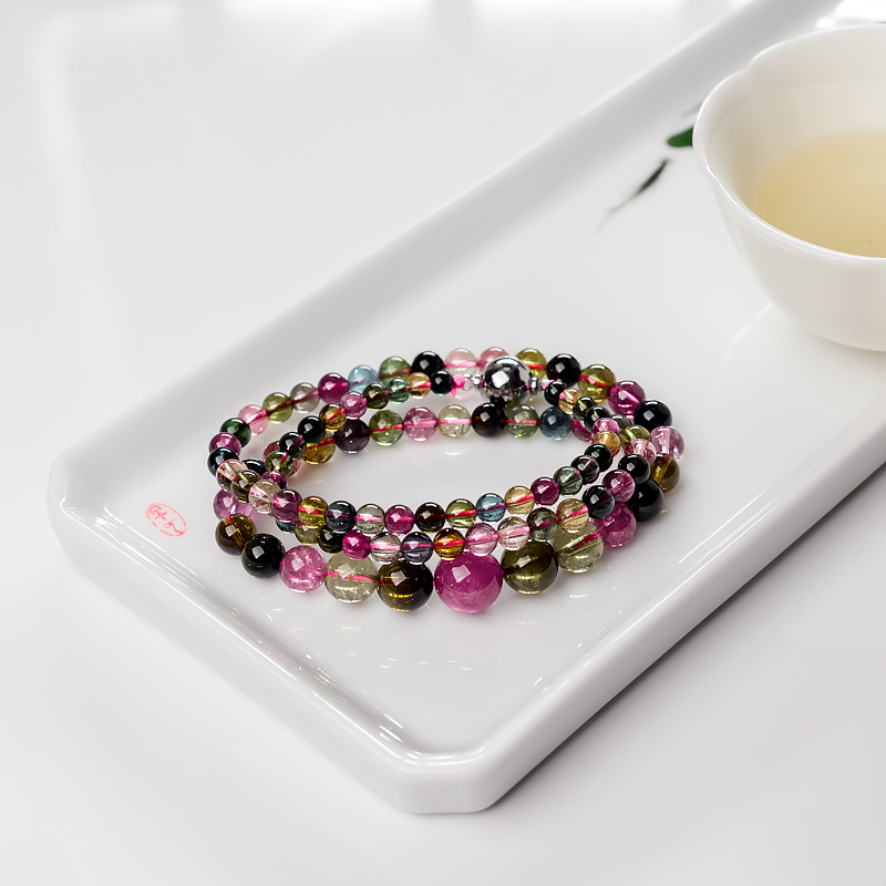 巴西彩虹碧玺塔链-红掌柜