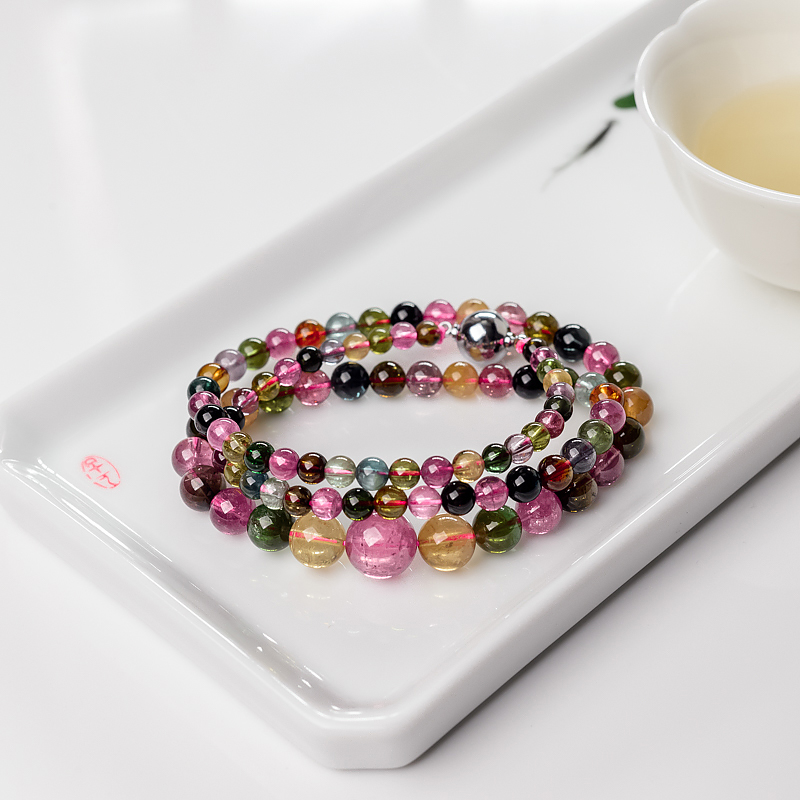 巴西彩虹碧玺塔链-红掌柜