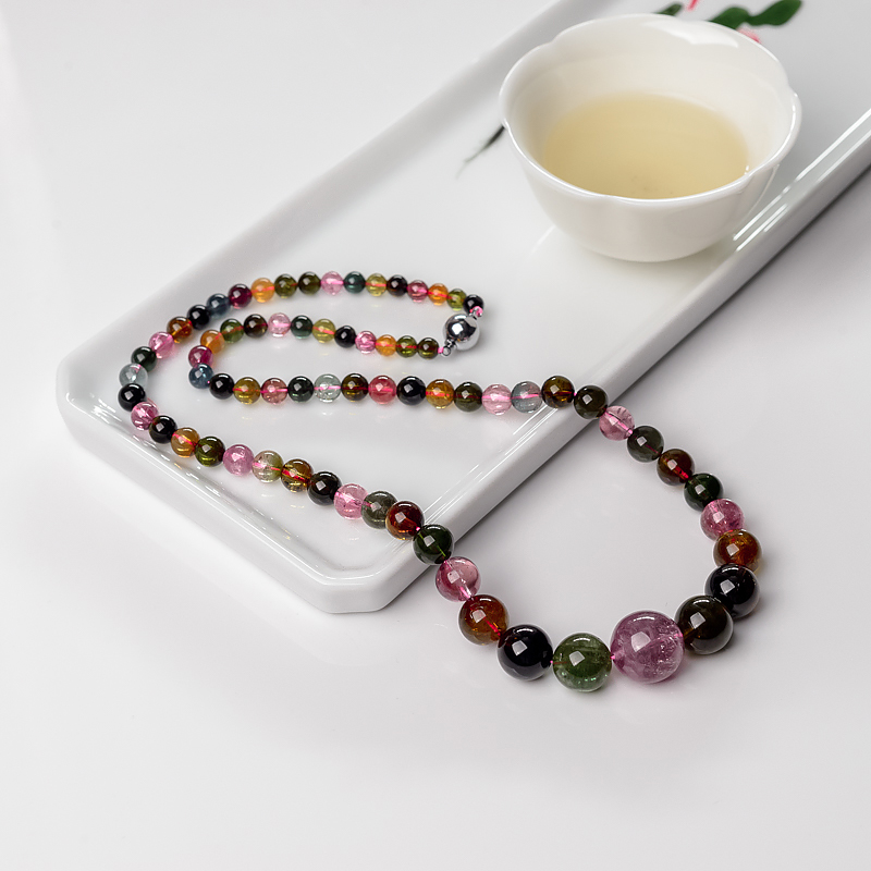 天然彩虹碧玺塔链-红掌柜