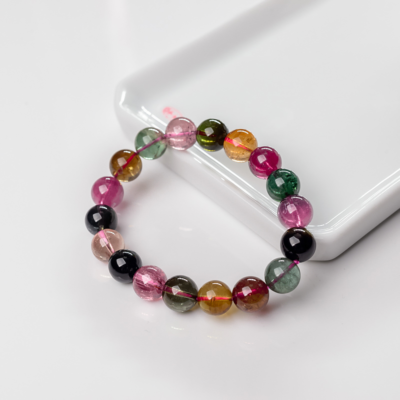 10mm碧玺单圈手串-红掌柜