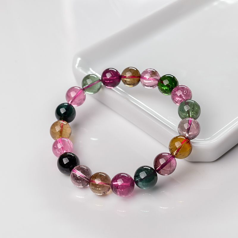 10mm碧玺单圈手串-红掌柜