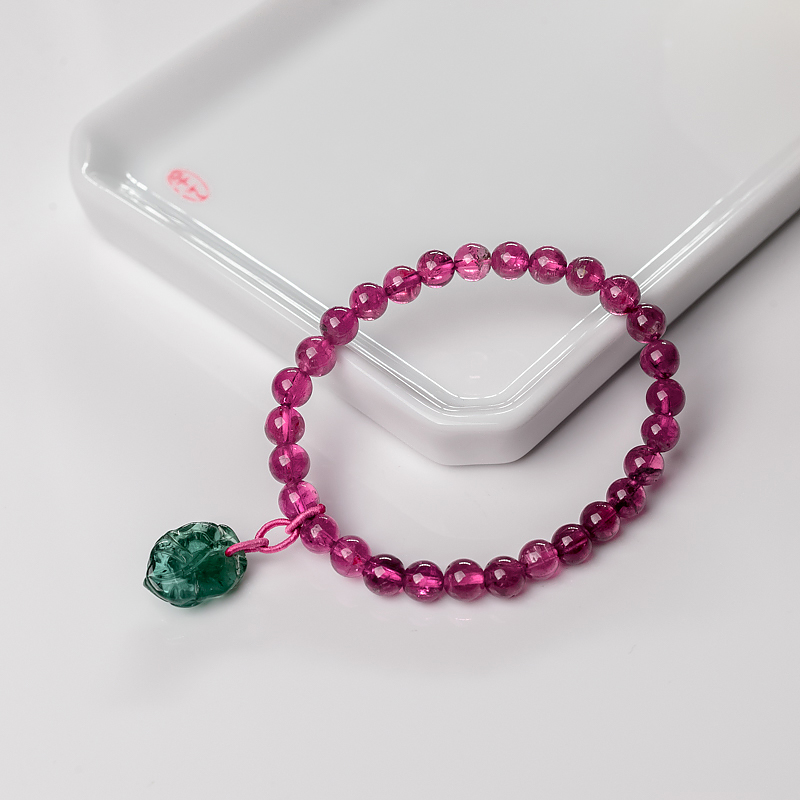 6mm玫红色碧玺手串-红掌柜
