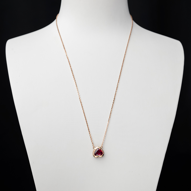 18K金镶钻卢比莱色碧玺锁骨链-红掌柜