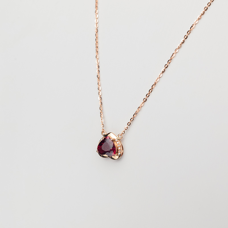 天然卢比莱色碧玺锁骨链-红掌柜