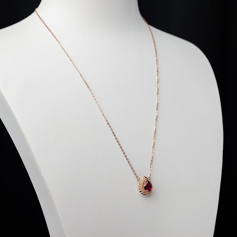 卢比莱色碧玺锁骨链-红掌柜