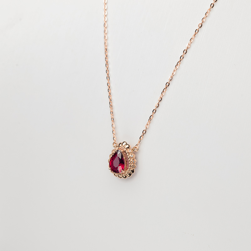 天然卢比莱色碧玺锁骨链-红掌柜