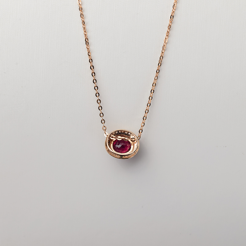 18K金镶钻碧玺锁骨链-红掌柜