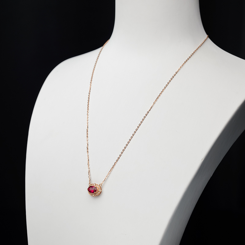 金镶钻卢比莱色碧玺锁骨链-红掌柜