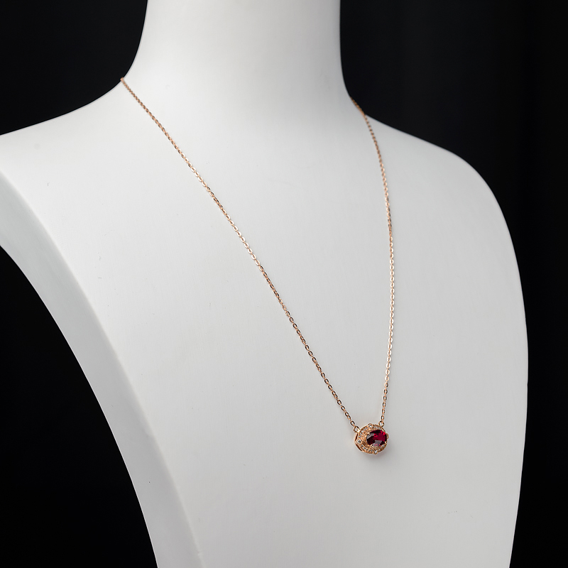 卢比莱色碧玺锁骨链-红掌柜