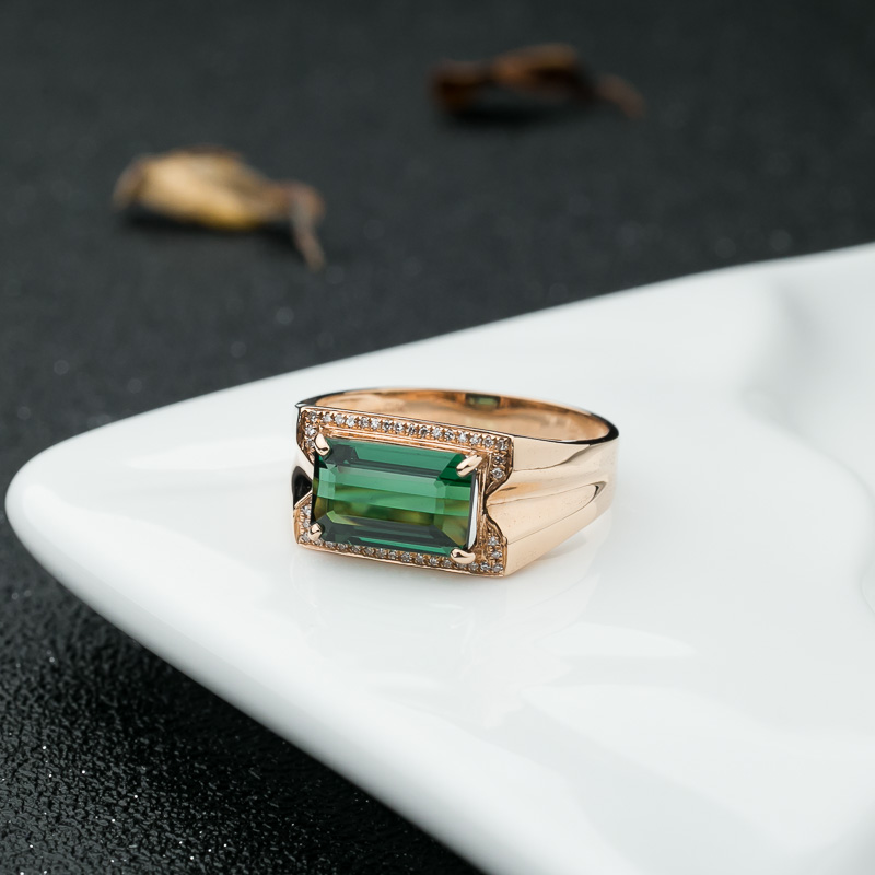 18K蓝绿碧玺戒指-红掌柜