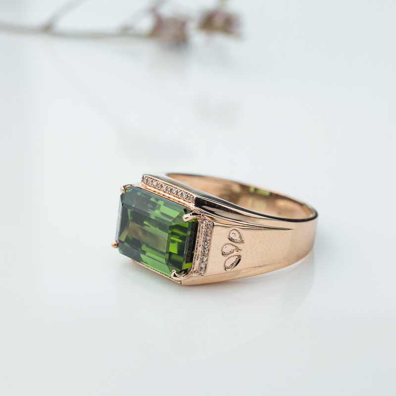 18K天然绿色碧玺戒指-红掌柜