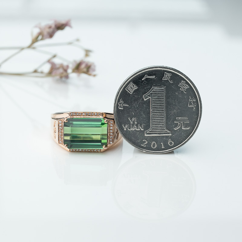 18K天然巴西绿色碧玺戒指-红掌柜