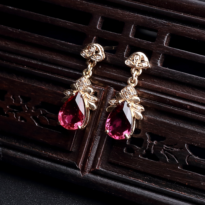 巴西碧玺耳钉 - 红掌柜