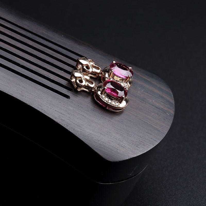 巴西碧玺耳钉 - 红掌柜