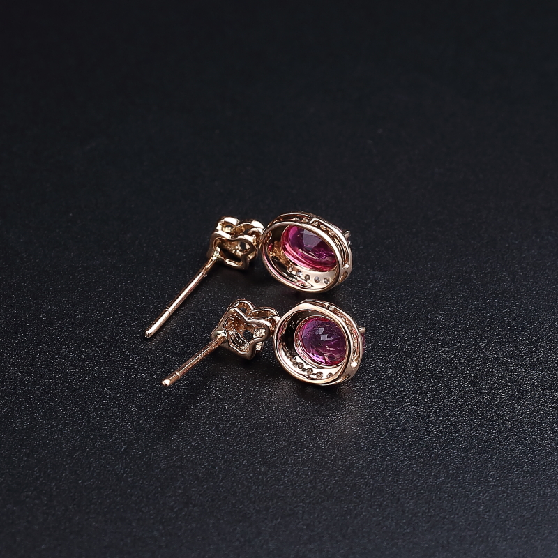 18K金镶天然巴西碧玺耳钉 - 红掌柜