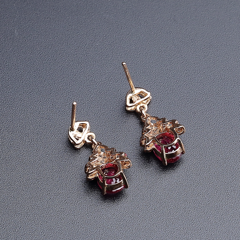 18K金镶天然巴西碧玺耳钉 - 红掌柜