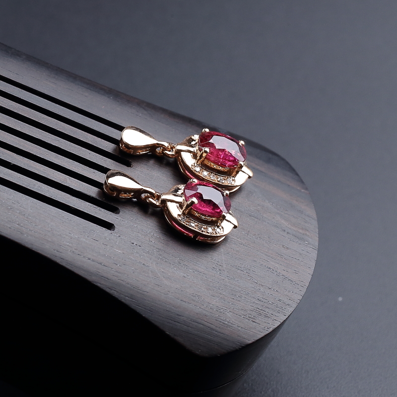 巴西碧玺耳钉 - 红掌柜