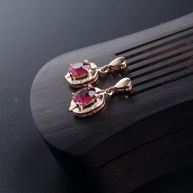 18K金天然巴西碧玺耳钉 - 红掌柜