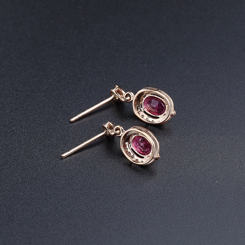 18K金镶天然巴西碧玺耳钉 - 红掌柜