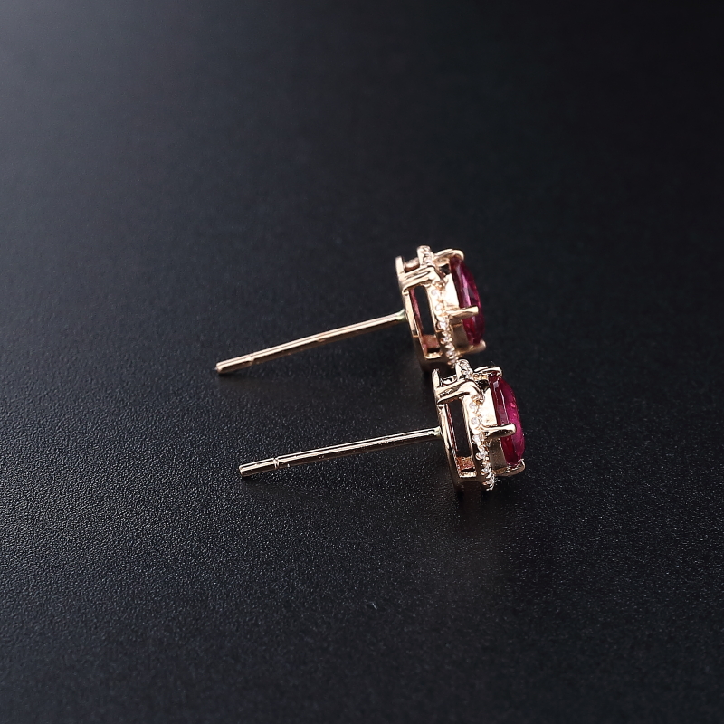 天然巴西碧玺耳钉 - 红掌柜